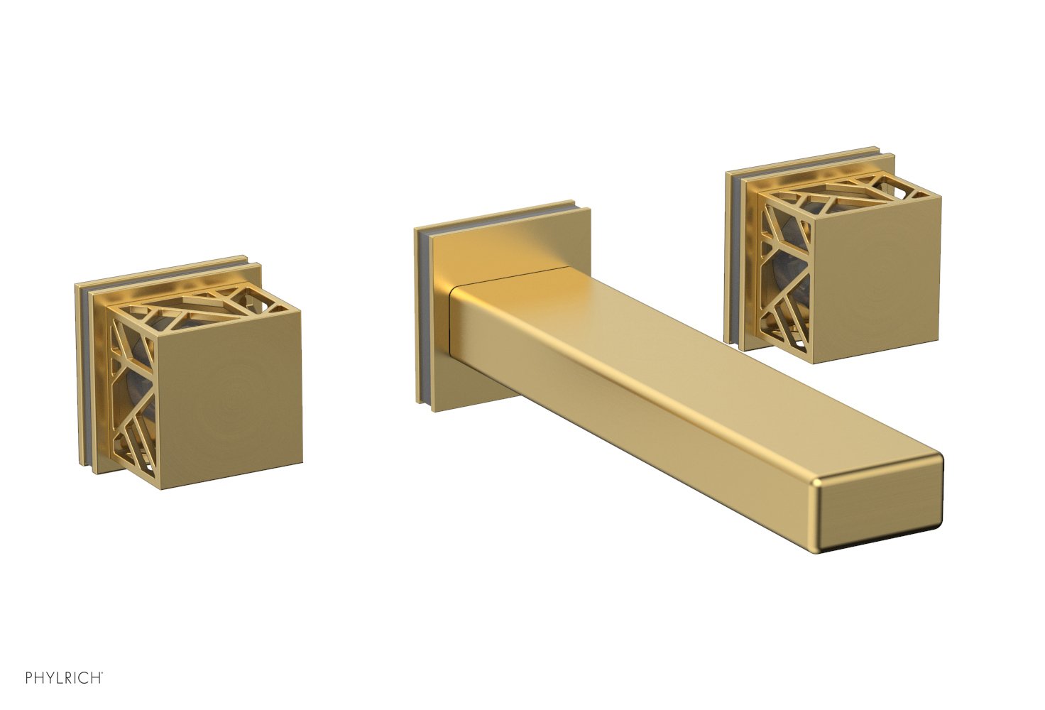 Phylrich JOLIE Wall Tub Set - Square Handles with "Grey" Accents