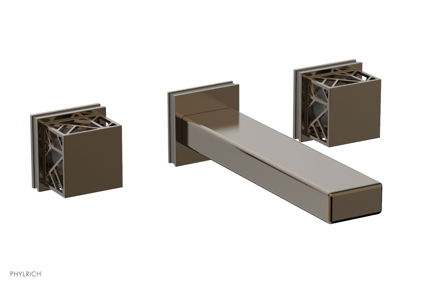 Phylrich JOLIE Wall Tub Set - Square Handles with "Grey" Accents