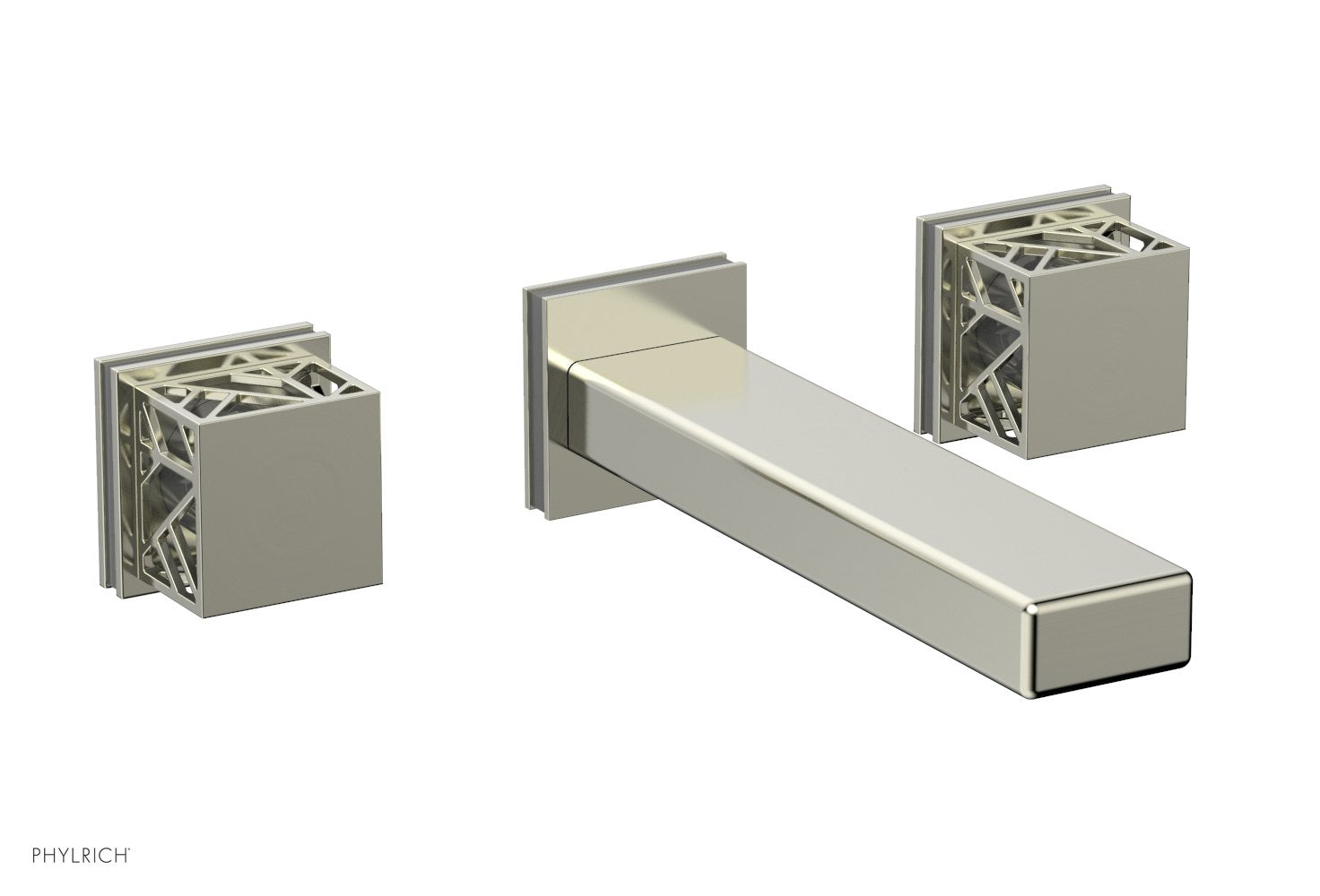 Phylrich JOLIE Wall Tub Set - Square Handles with "Grey" Accents