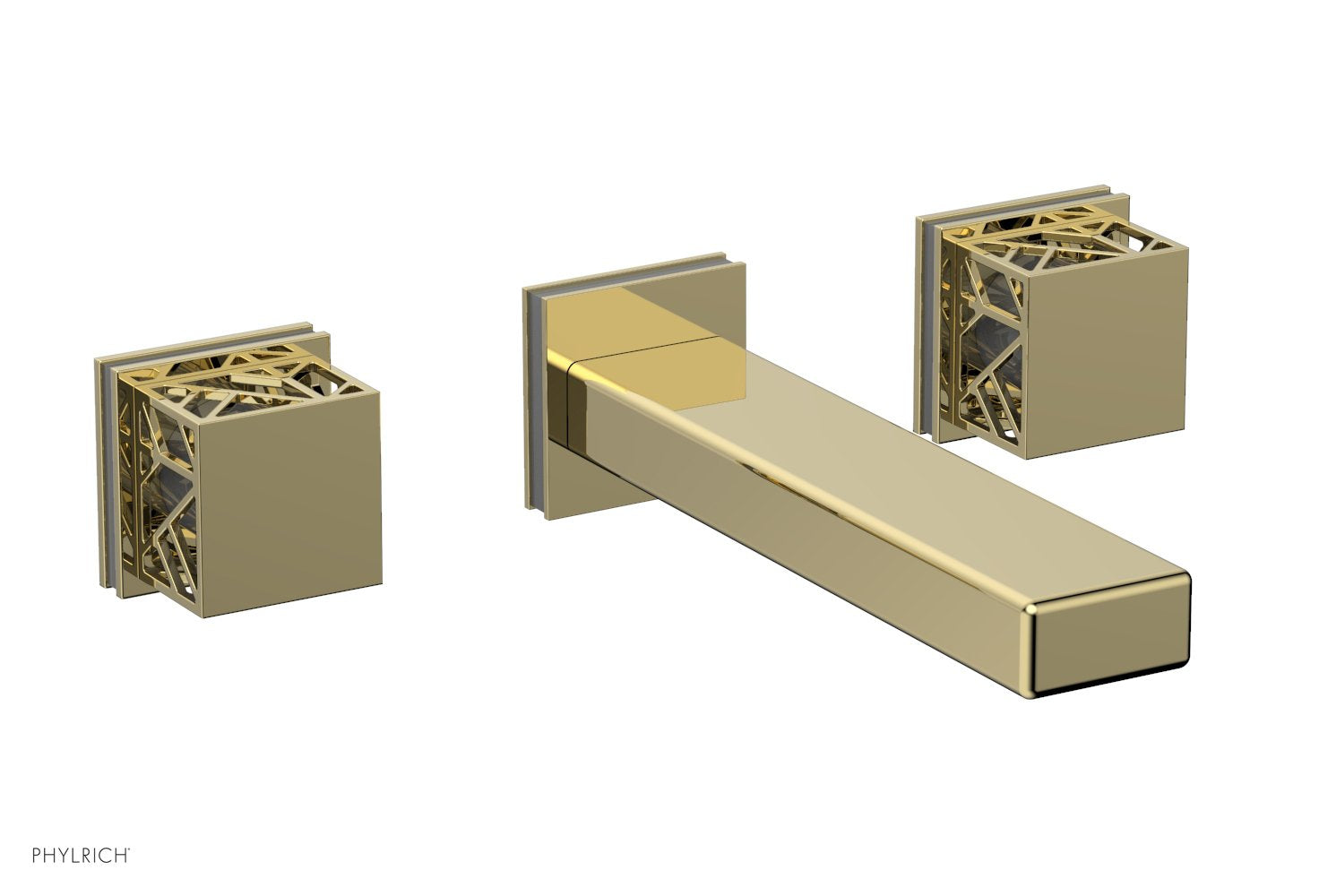 Phylrich JOLIE Wall Tub Set - Square Handles with "Grey" Accents