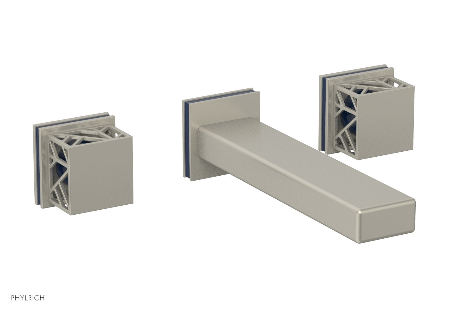 Phylrich JOLIE Wall Tub Set - Square Handles with "Navy Blue" Accents