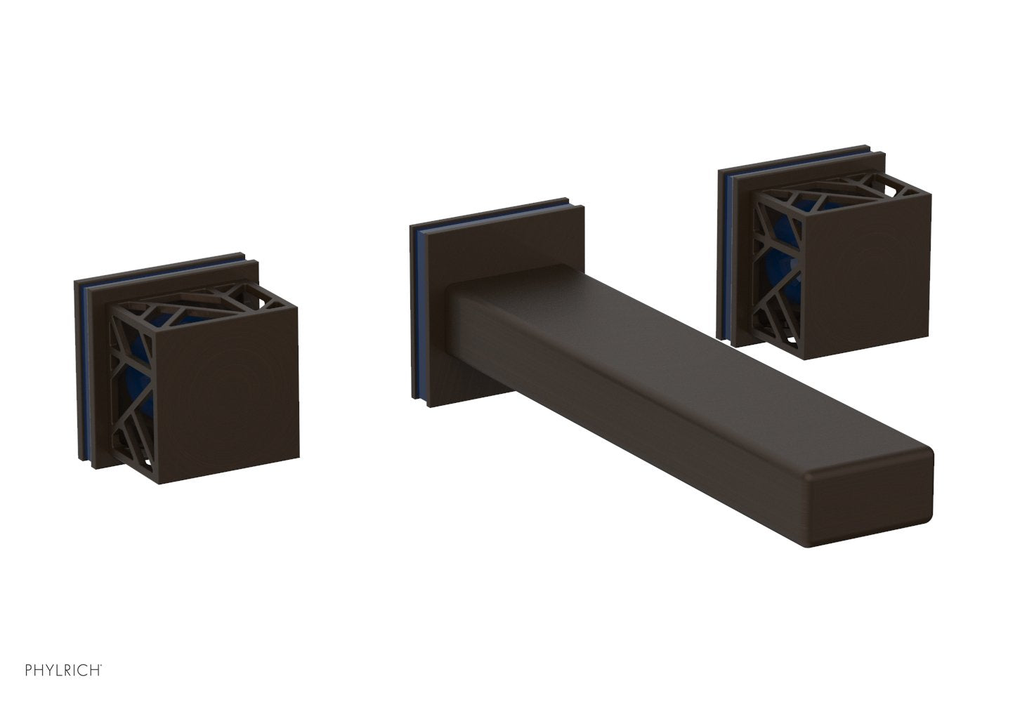 Phylrich JOLIE Wall Tub Set - Square Handles with "Navy Blue" Accents