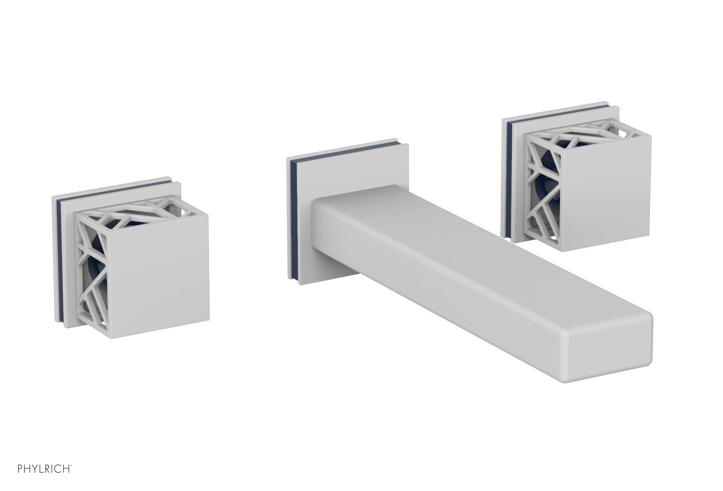 Phylrich JOLIE Wall Tub Set - Square Handles with "Navy Blue" Accents