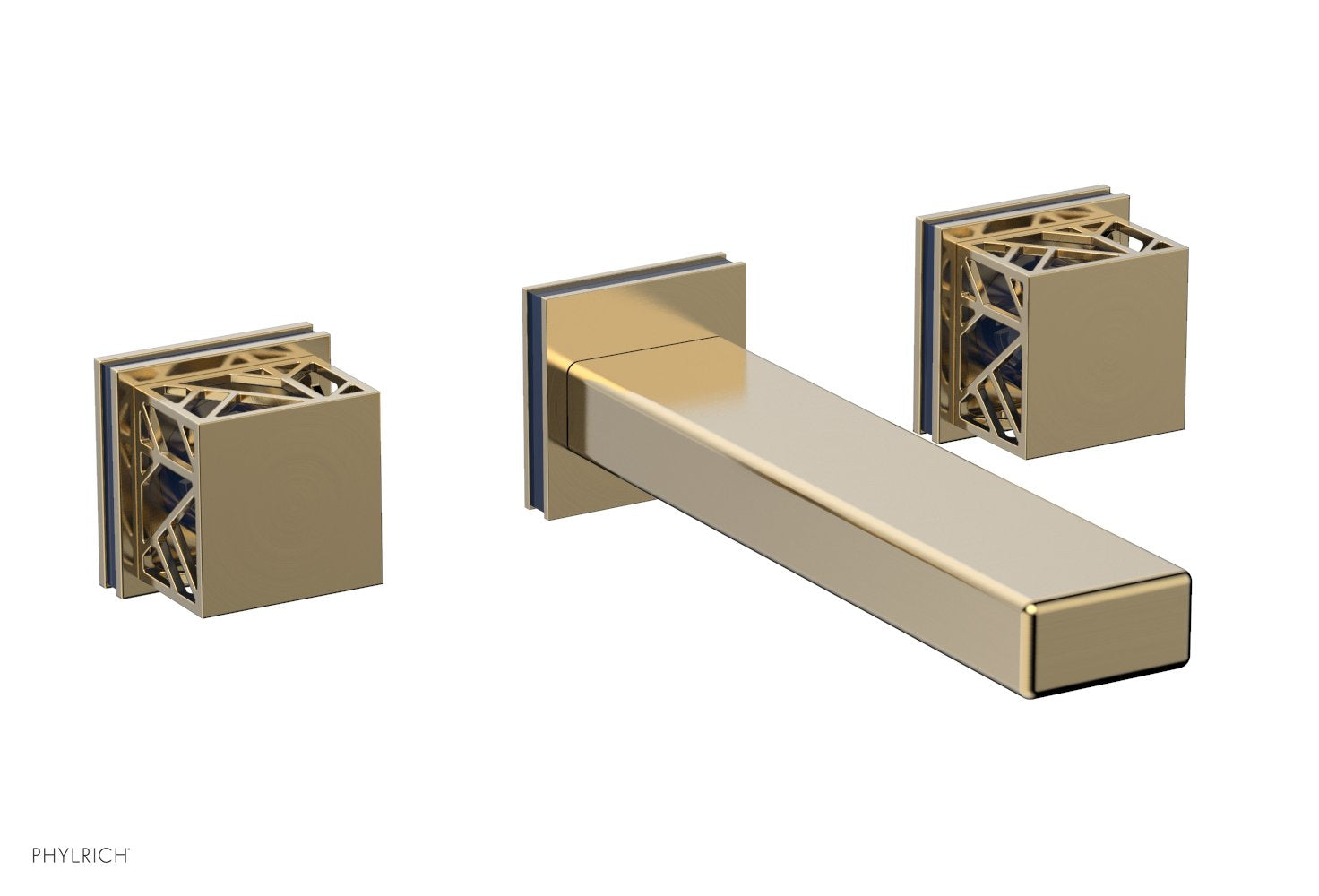 Phylrich JOLIE Wall Tub Set - Square Handles with "Navy Blue" Accents
