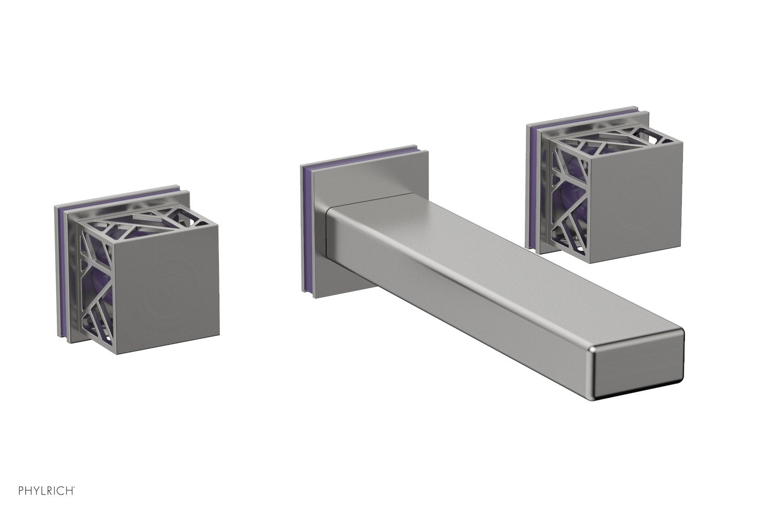 Phylrich JOLIE Wall Tub Set - Square Handles with "Purple" Accents