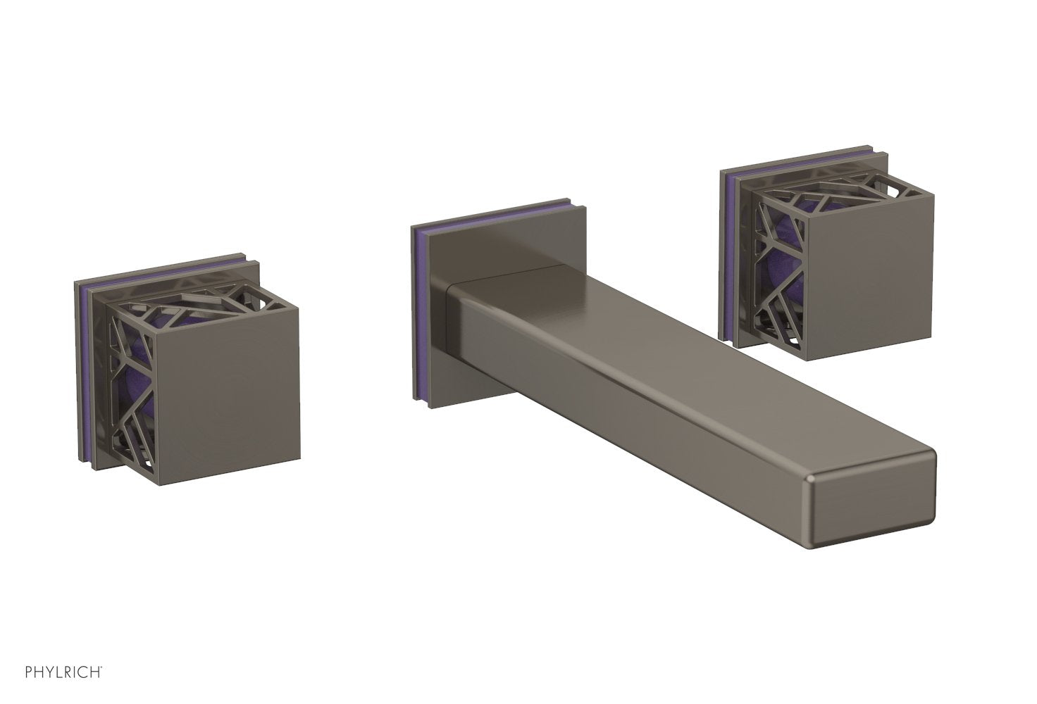 Phylrich JOLIE Wall Tub Set - Square Handles with "Purple" Accents