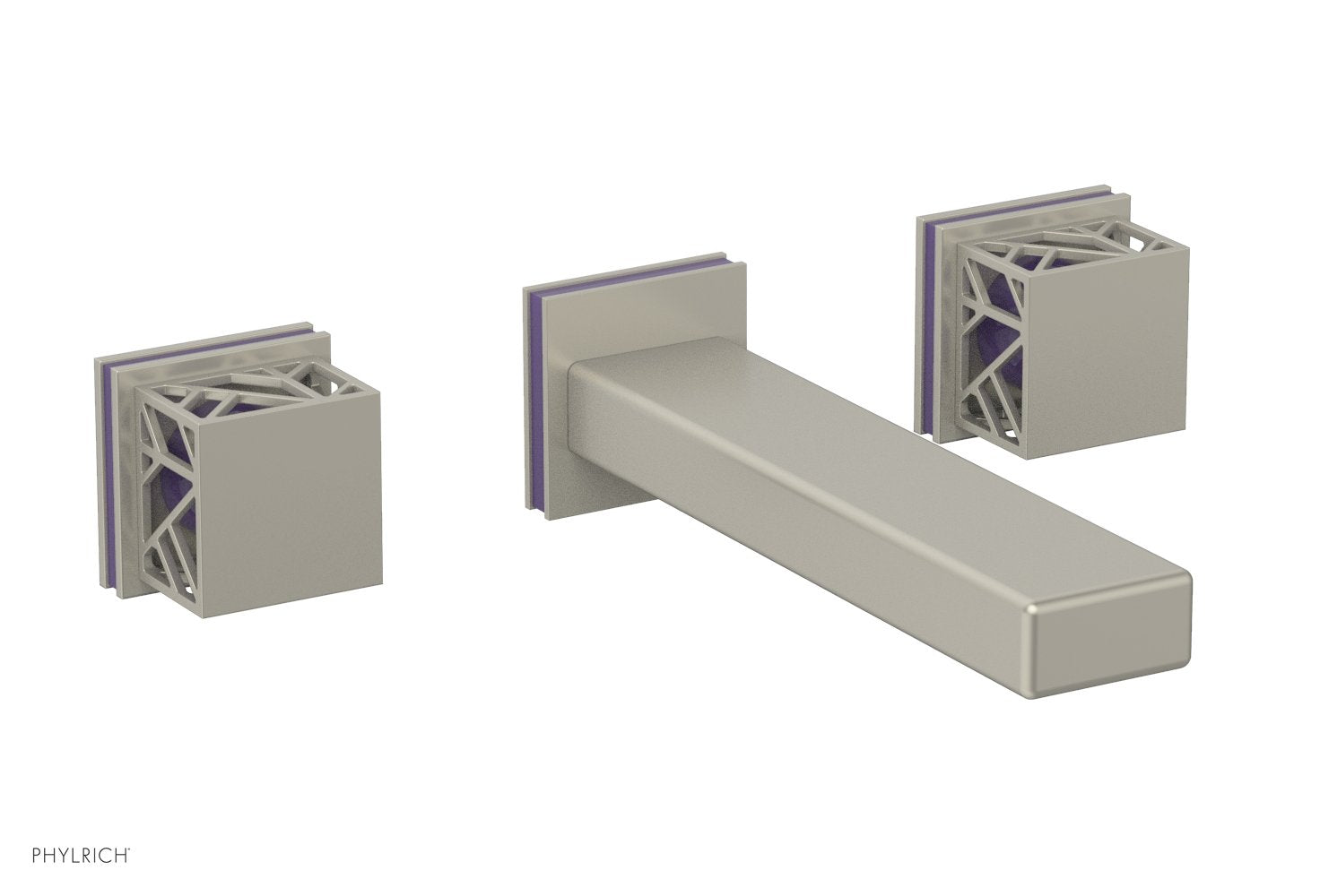 Phylrich JOLIE Wall Tub Set - Square Handles with "Purple" Accents