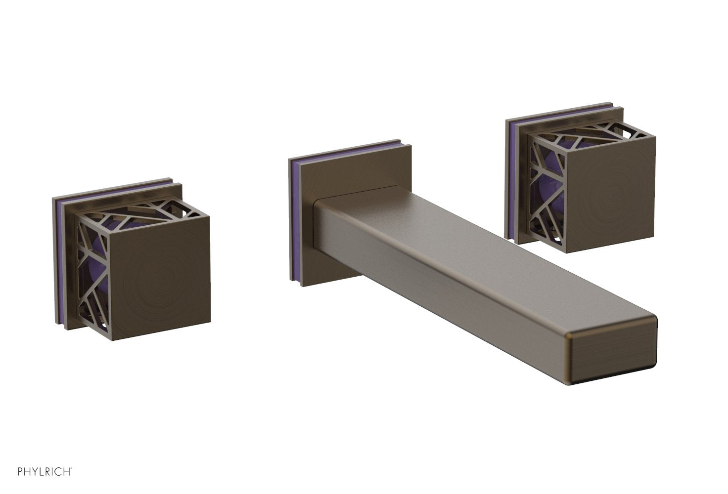 Phylrich JOLIE Wall Tub Set - Square Handles with "Purple" Accents