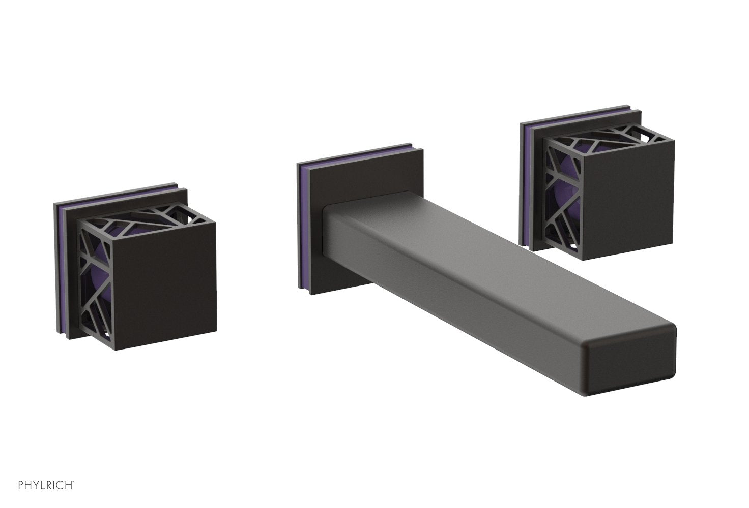 Phylrich JOLIE Wall Tub Set - Square Handles with "Purple" Accents