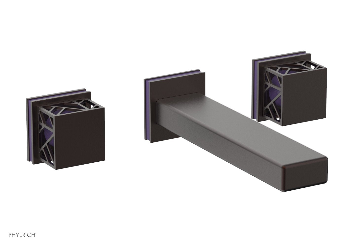 Phylrich JOLIE Wall Tub Set - Square Handles with "Purple" Accents