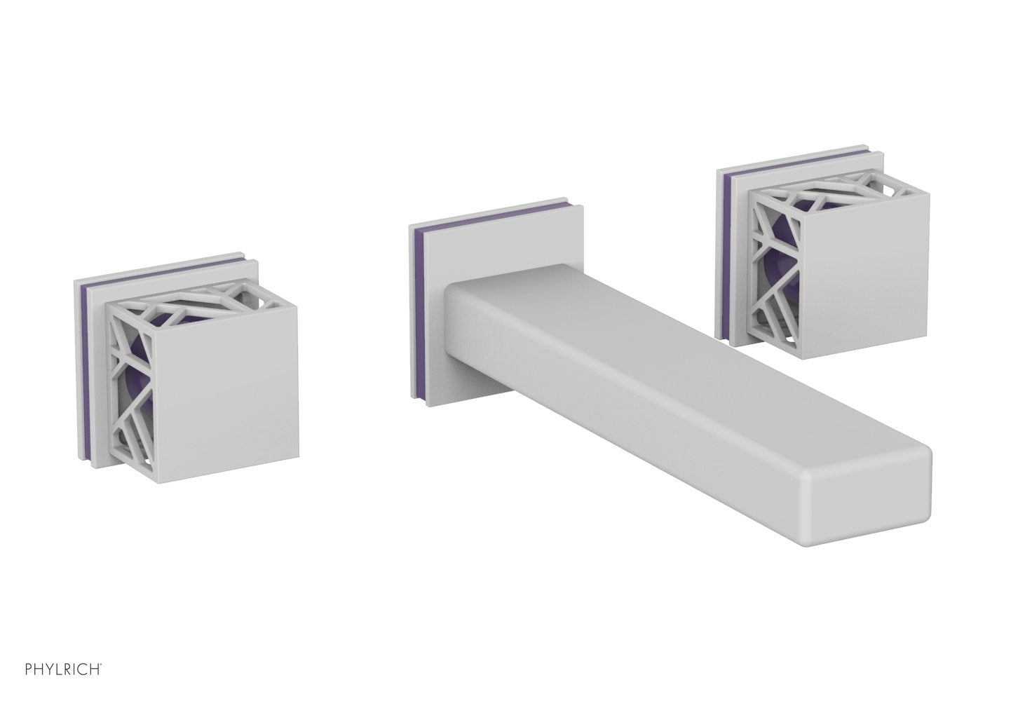 Phylrich JOLIE Wall Tub Set - Square Handles with "Purple" Accents