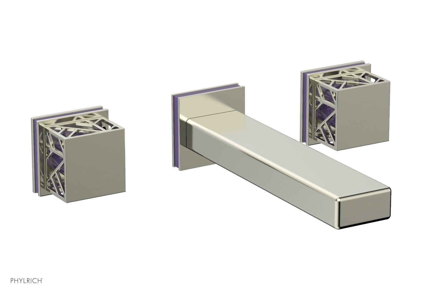 Phylrich JOLIE Wall Tub Set - Square Handles with "Purple" Accents
