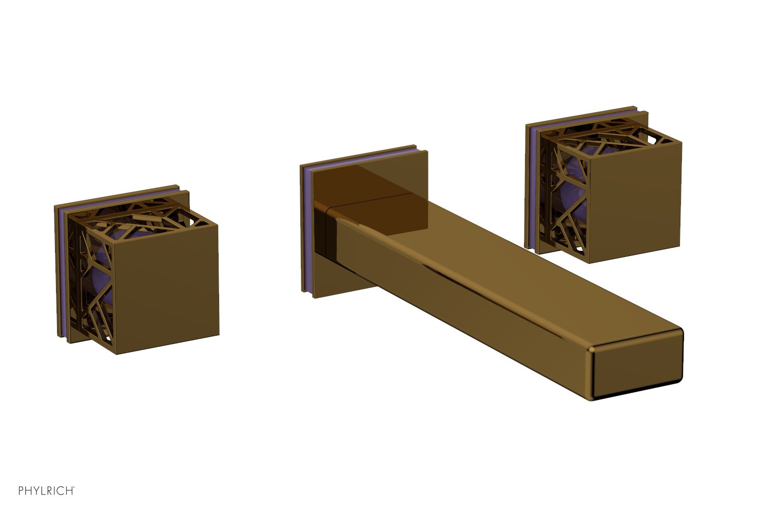 Phylrich JOLIE Wall Tub Set - Square Handles with "Purple" Accents