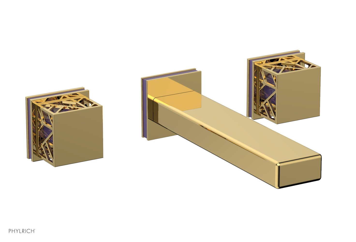 Phylrich JOLIE Wall Tub Set - Square Handles with "Purple" Accents