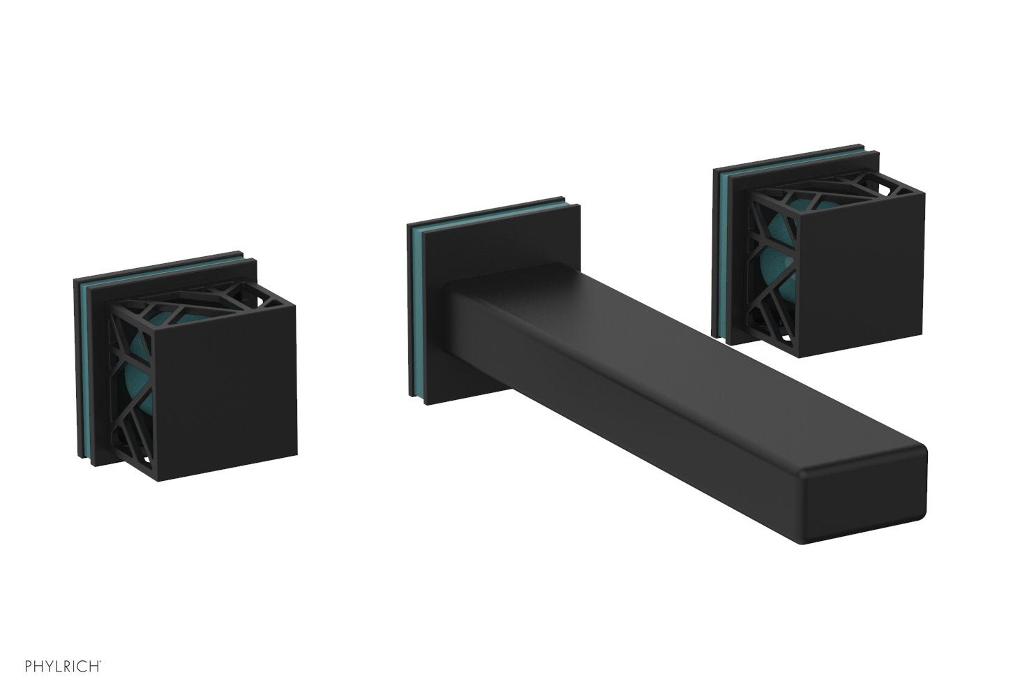 Phylrich JOLIE Wall Tub Set - Square Handles with "Turquoise" Accents