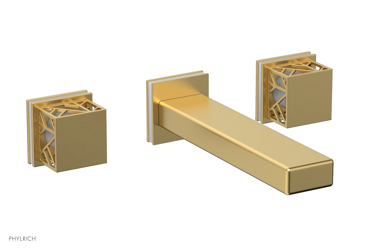 Phylrich JOLIE Wall Tub Set - Square Handles with "White" Accents