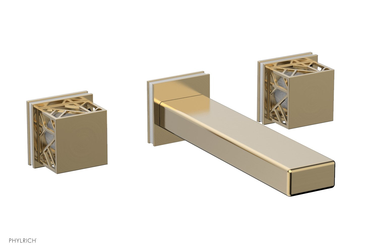 Phylrich JOLIE Wall Tub Set - Square Handles with "White" Accents