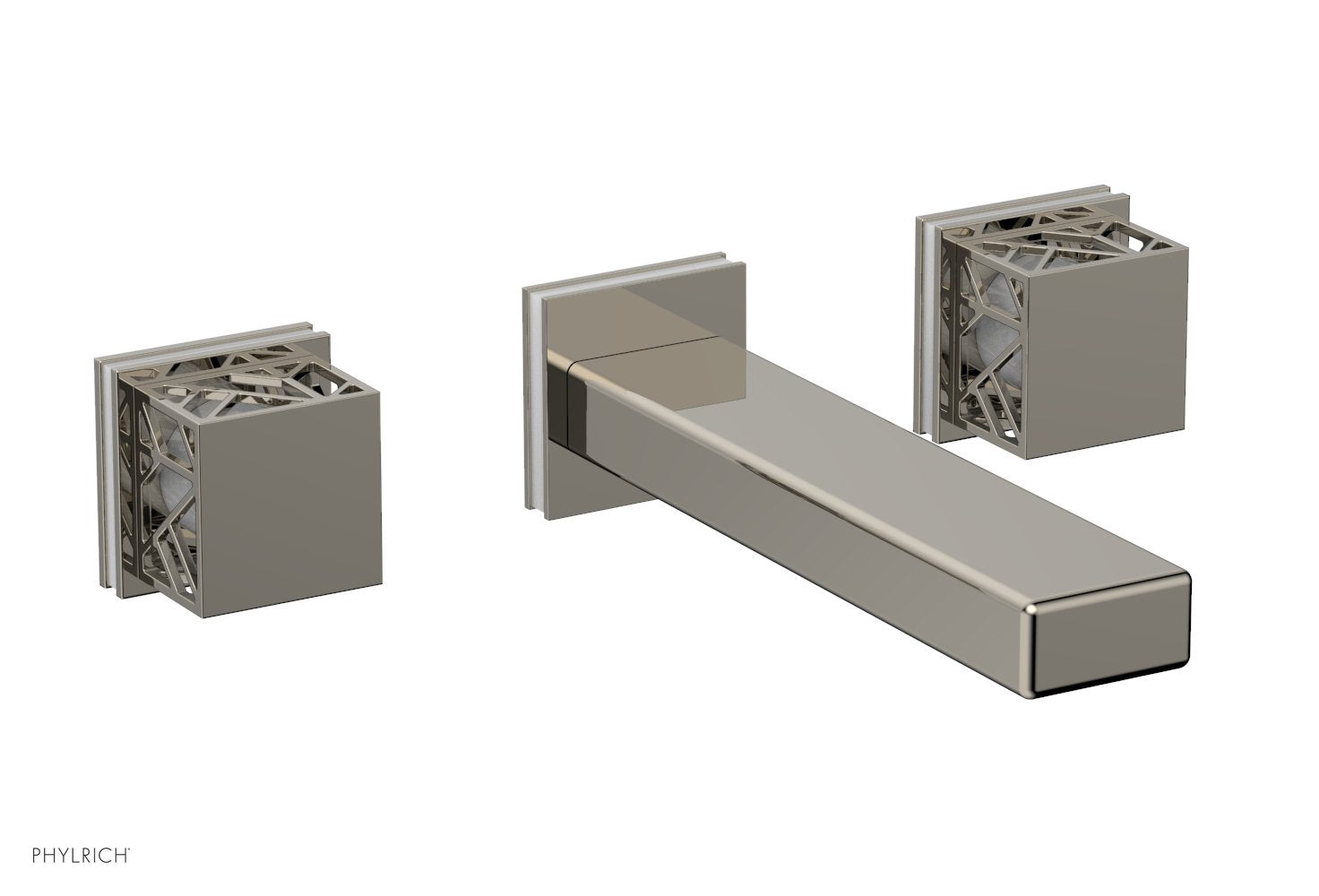 Phylrich JOLIE Wall Tub Set - Square Handles with "White" Accents