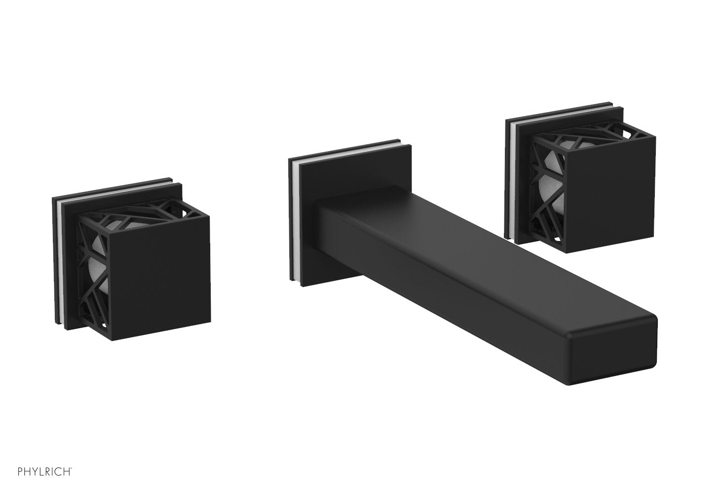 Phylrich JOLIE Wall Tub Set - Square Handles with "White" Accents