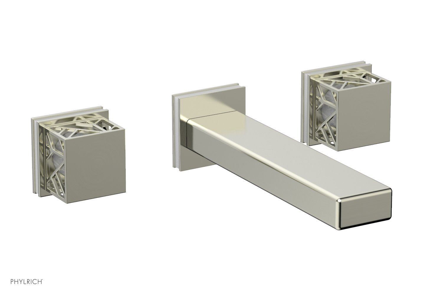 Phylrich JOLIE Wall Tub Set - Square Handles with "White" Accents