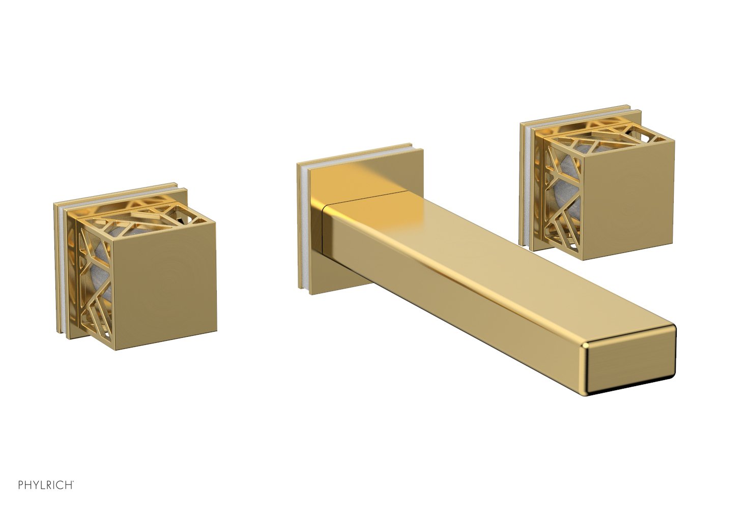 Phylrich JOLIE Wall Tub Set - Square Handles with "White" Accents