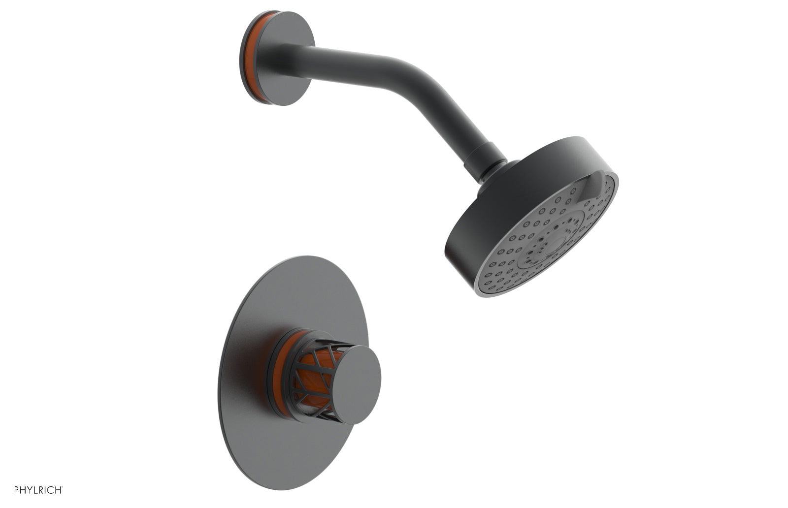 Phylrich JOLIE Pressure Balance Shower Set - Round Handle with "Orange" Accents