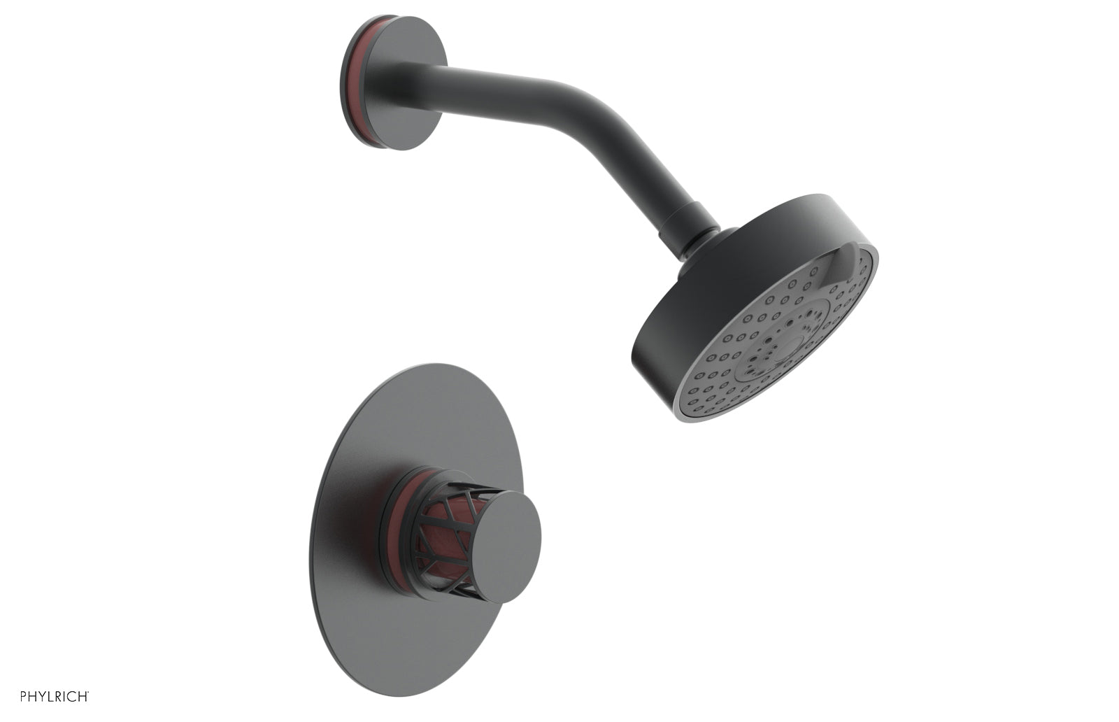 Phylrich JOLIE Pressure Balance Shower Set - Round Handle with "Pink" Accents