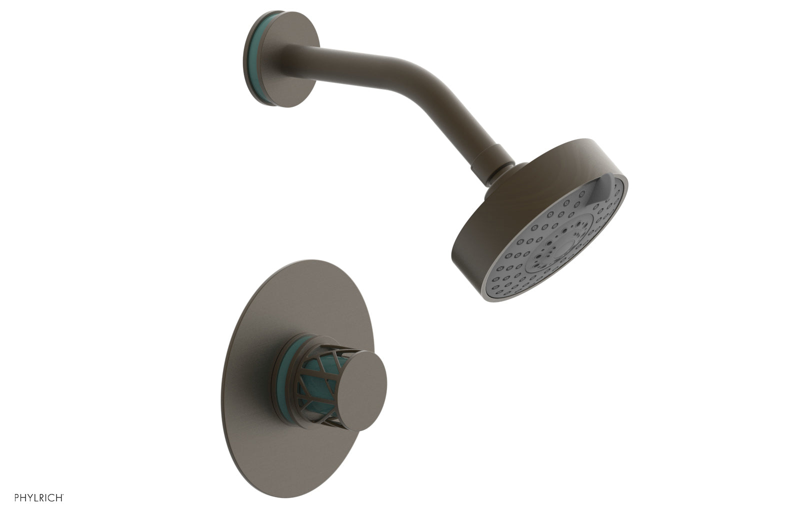 Phylrich JOLIE Pressure Balance Shower Set - Round Handle with "Turquoise" Accents