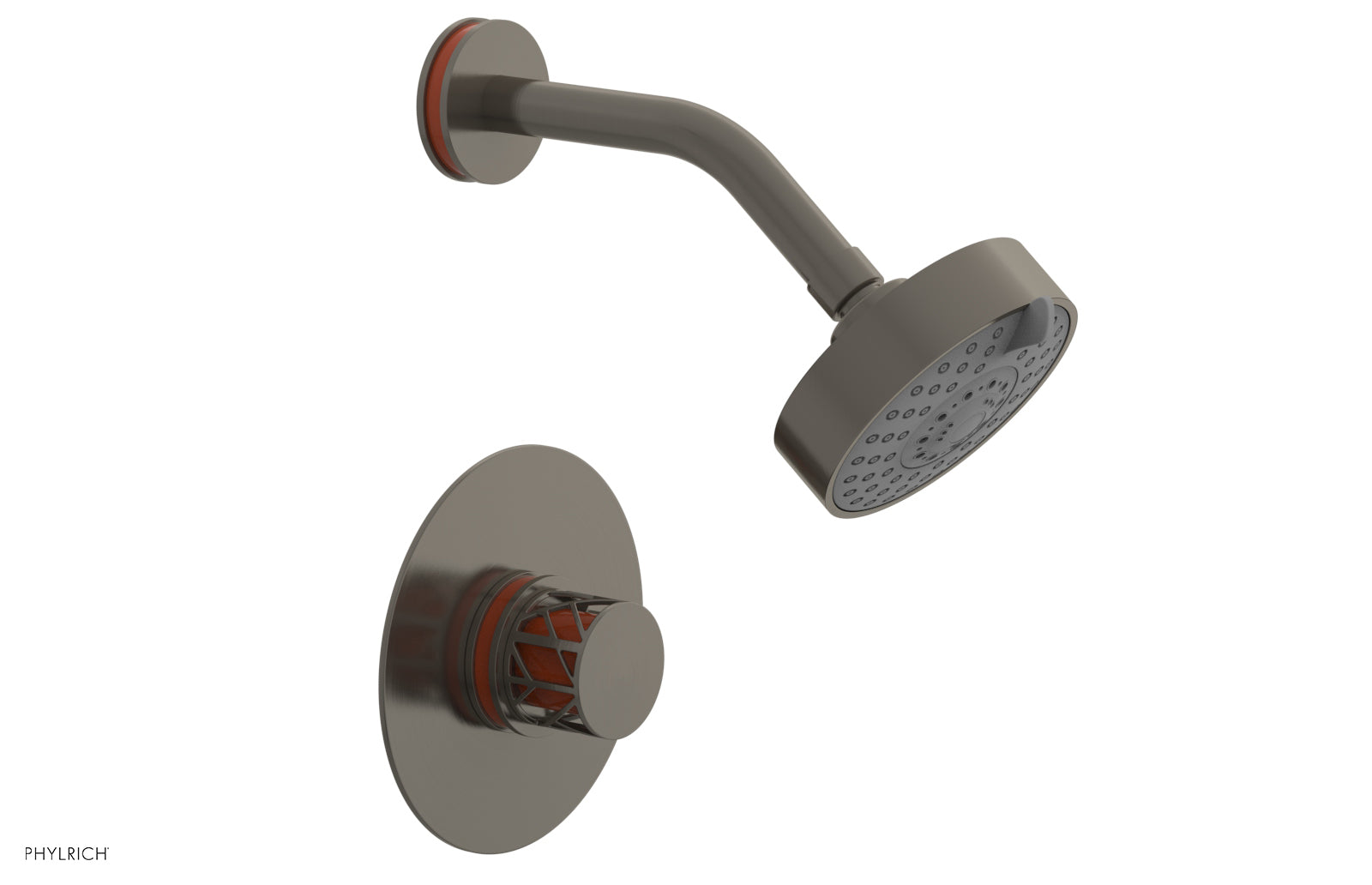 Phylrich JOLIE Pressure Balance Shower Set - Round Handle with "Orange" Accents