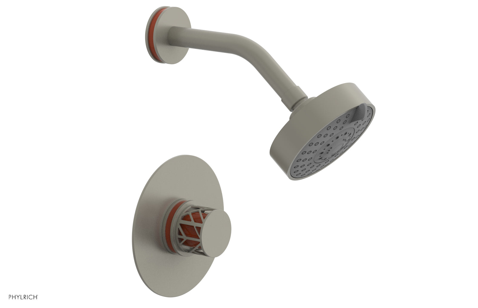 Phylrich JOLIE Pressure Balance Shower Set - Round Handle with "Orange" Accents