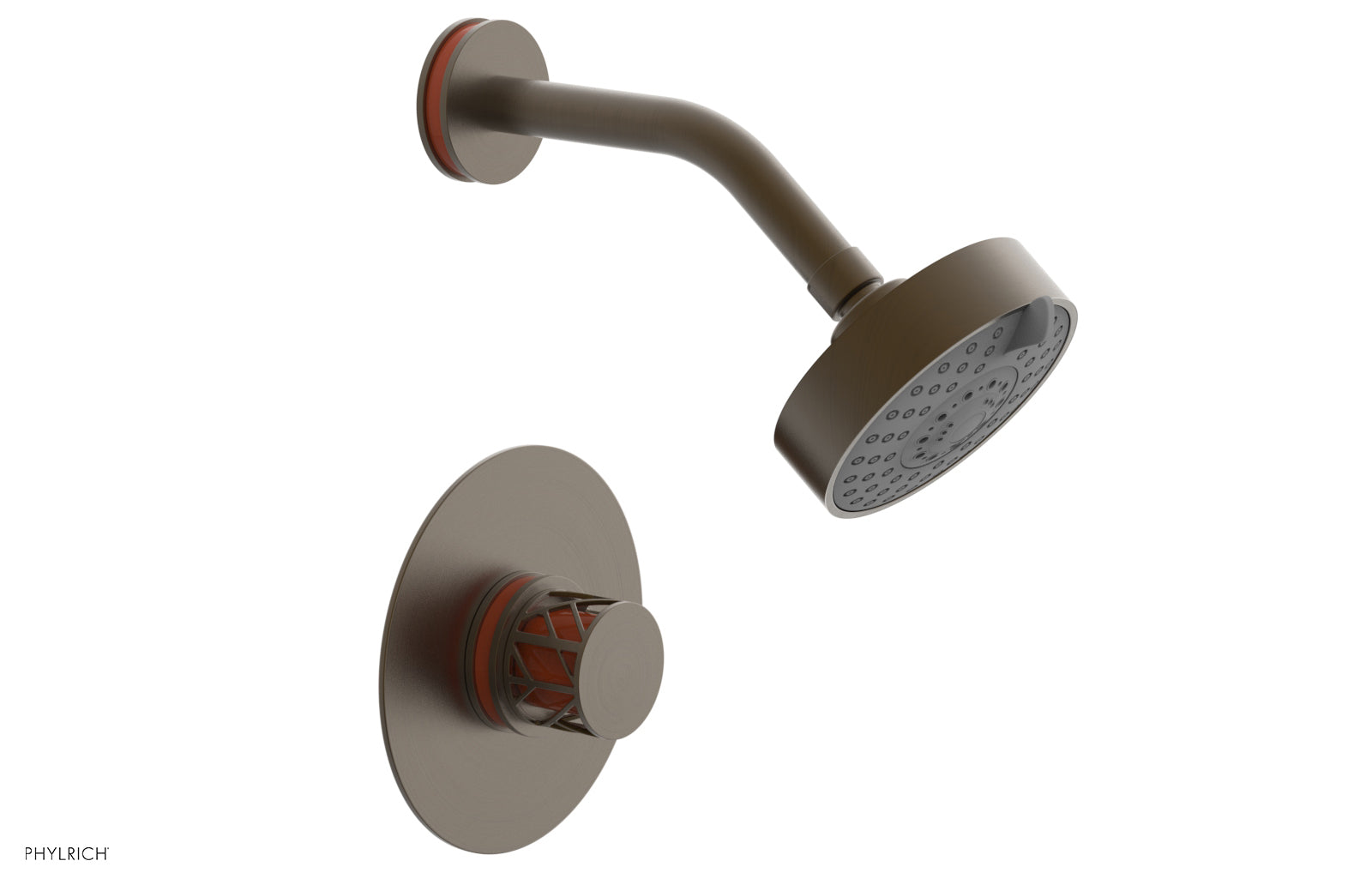 Phylrich JOLIE Pressure Balance Shower Set - Round Handle with "Orange" Accents