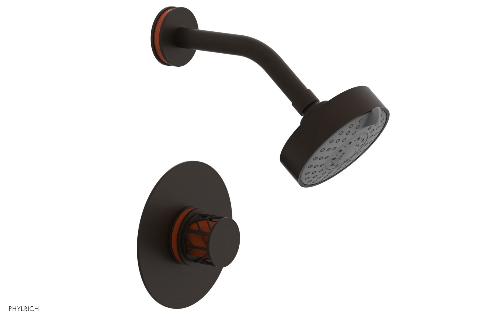Phylrich JOLIE Pressure Balance Shower Set - Round Handle with "Orange" Accents