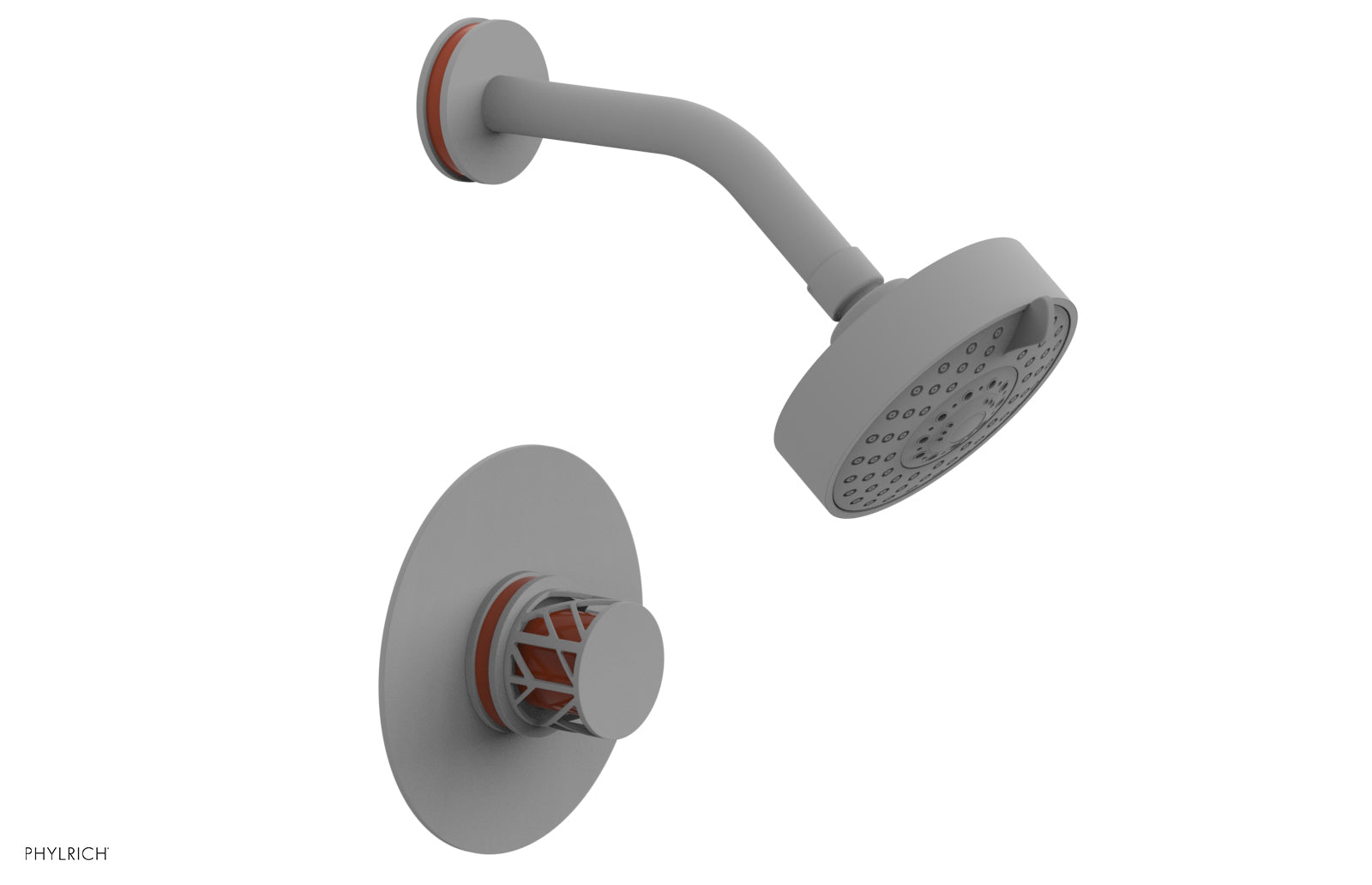 Phylrich JOLIE Pressure Balance Shower Set - Round Handle with "Orange" Accents