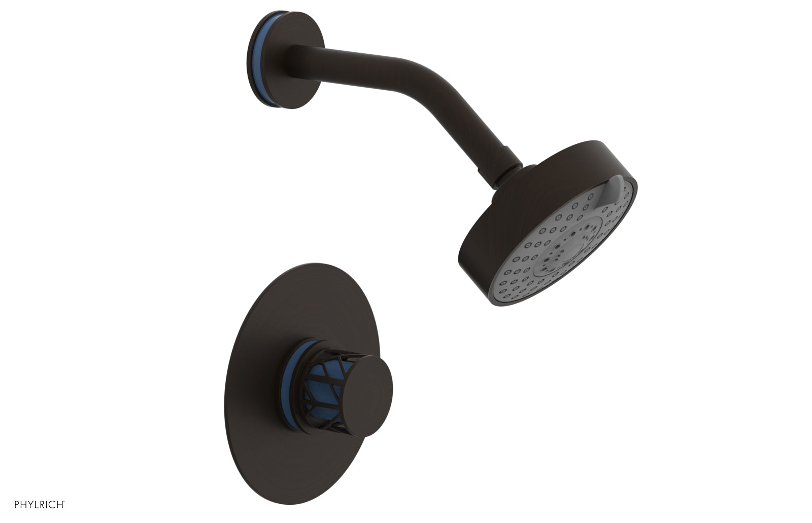 Phylrich JOLIE Pressure Balance Shower Set - Round Handle with "Light Blue" Accents