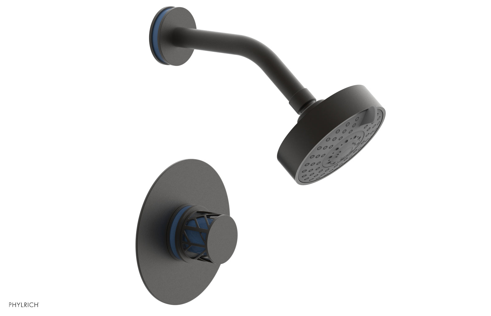 Phylrich JOLIE Pressure Balance Shower Set - Round Handle with "Light Blue" Accents