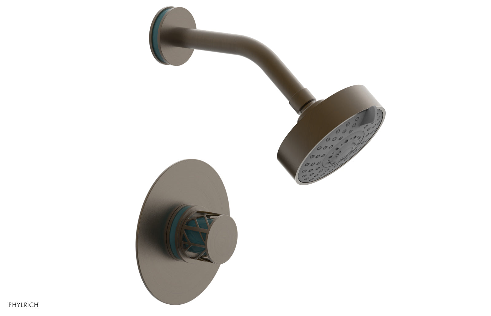 Phylrich JOLIE Pressure Balance Shower Set - Round Handle with "Turquoise" Accents
