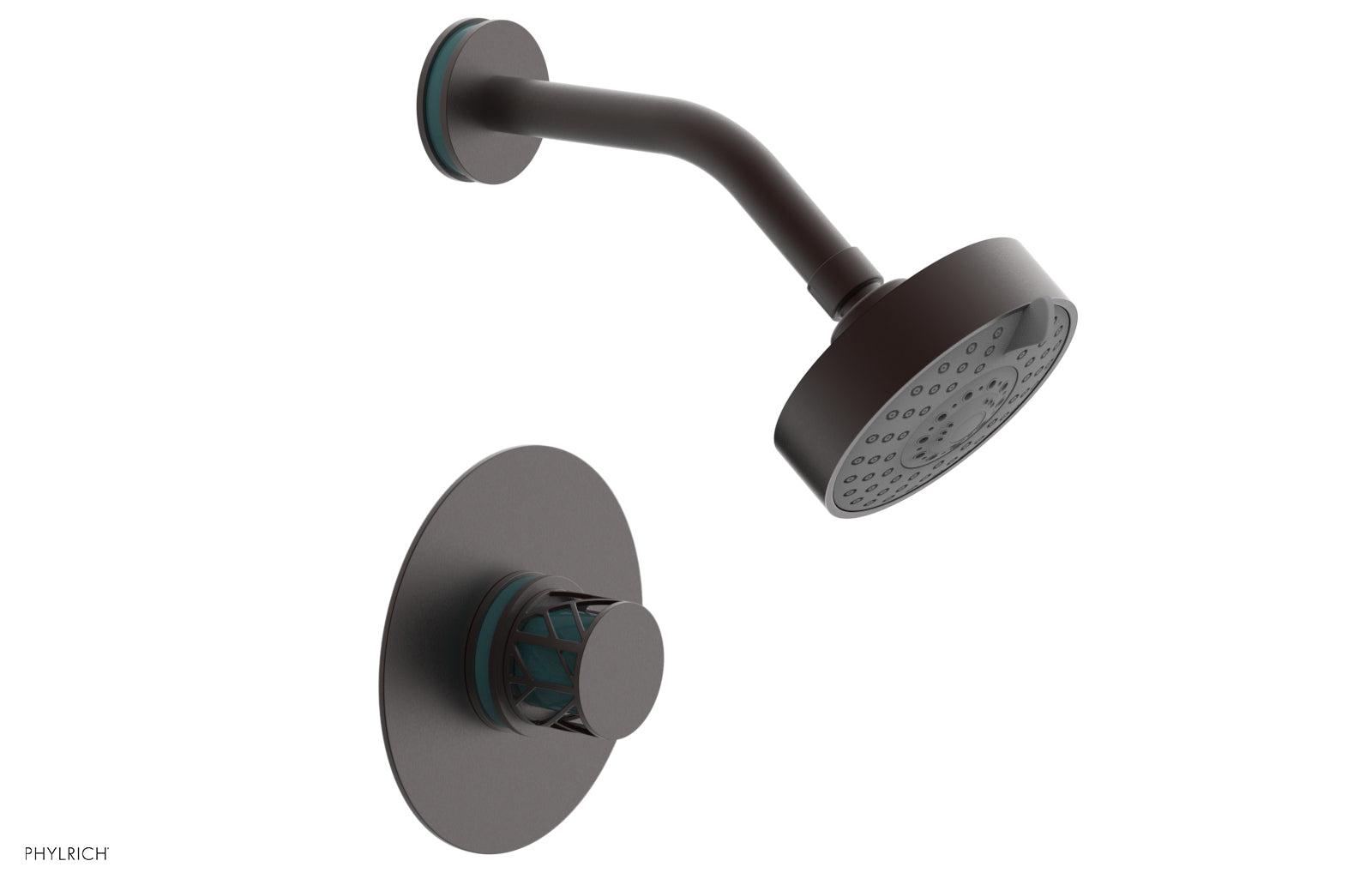 Phylrich JOLIE Pressure Balance Shower Set - Round Handle with "Turquoise" Accents