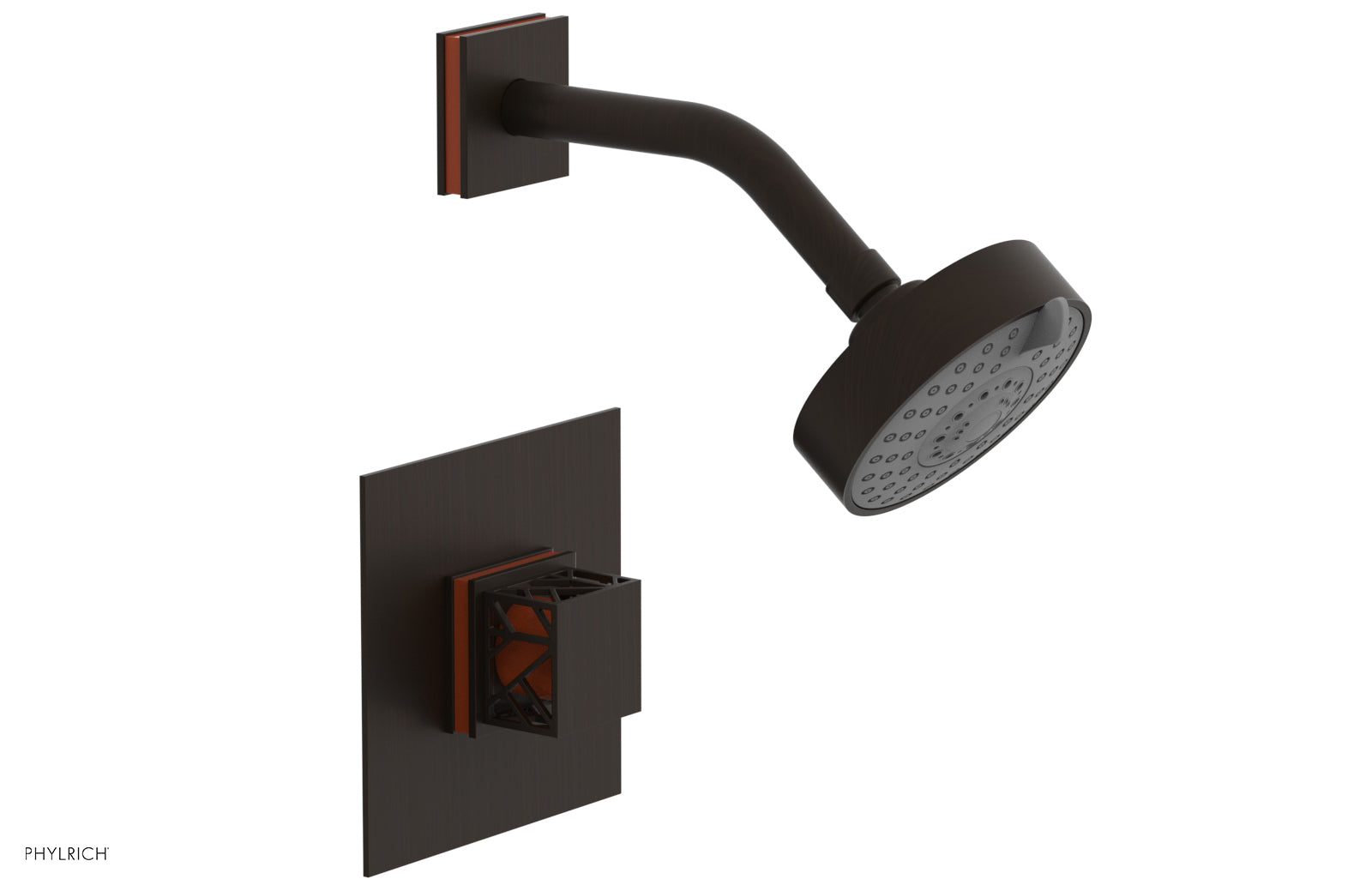 Phylrich JOLIE Pressure Balance Shower Set - Square Handle with "Orange" Accents