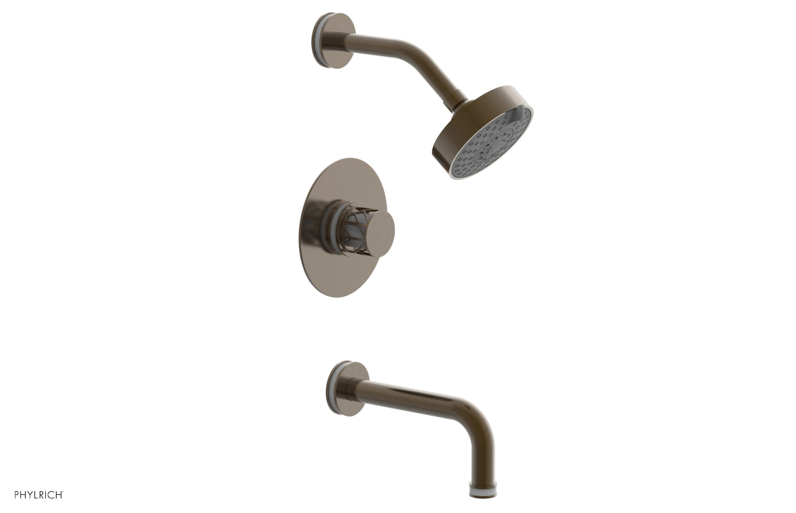 Phylrich JOLIE Pressure Balance Tub and Shower Set - Round Handle wth "White" Accents