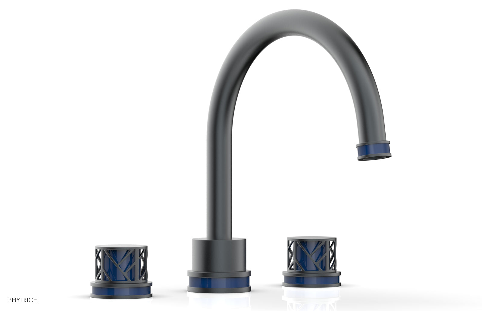 Phylrich JOLIE Deck Tub Set - Round Handles with "Navy Blue" Accents
