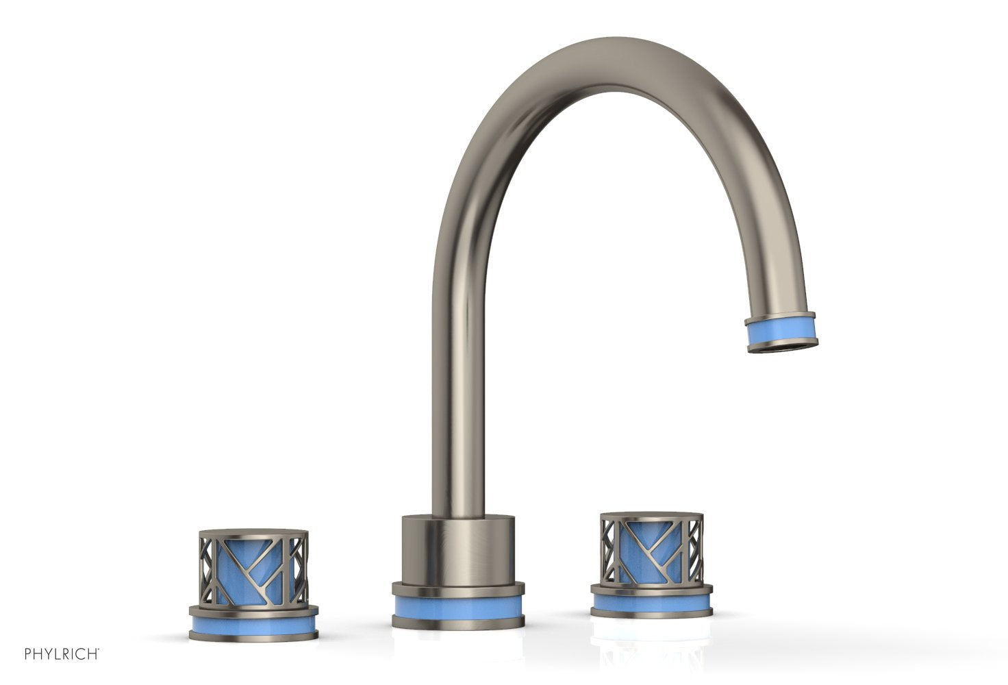 Phylrich JOLIE Deck Tub Set - Round Handles with "Light Blue" Accents