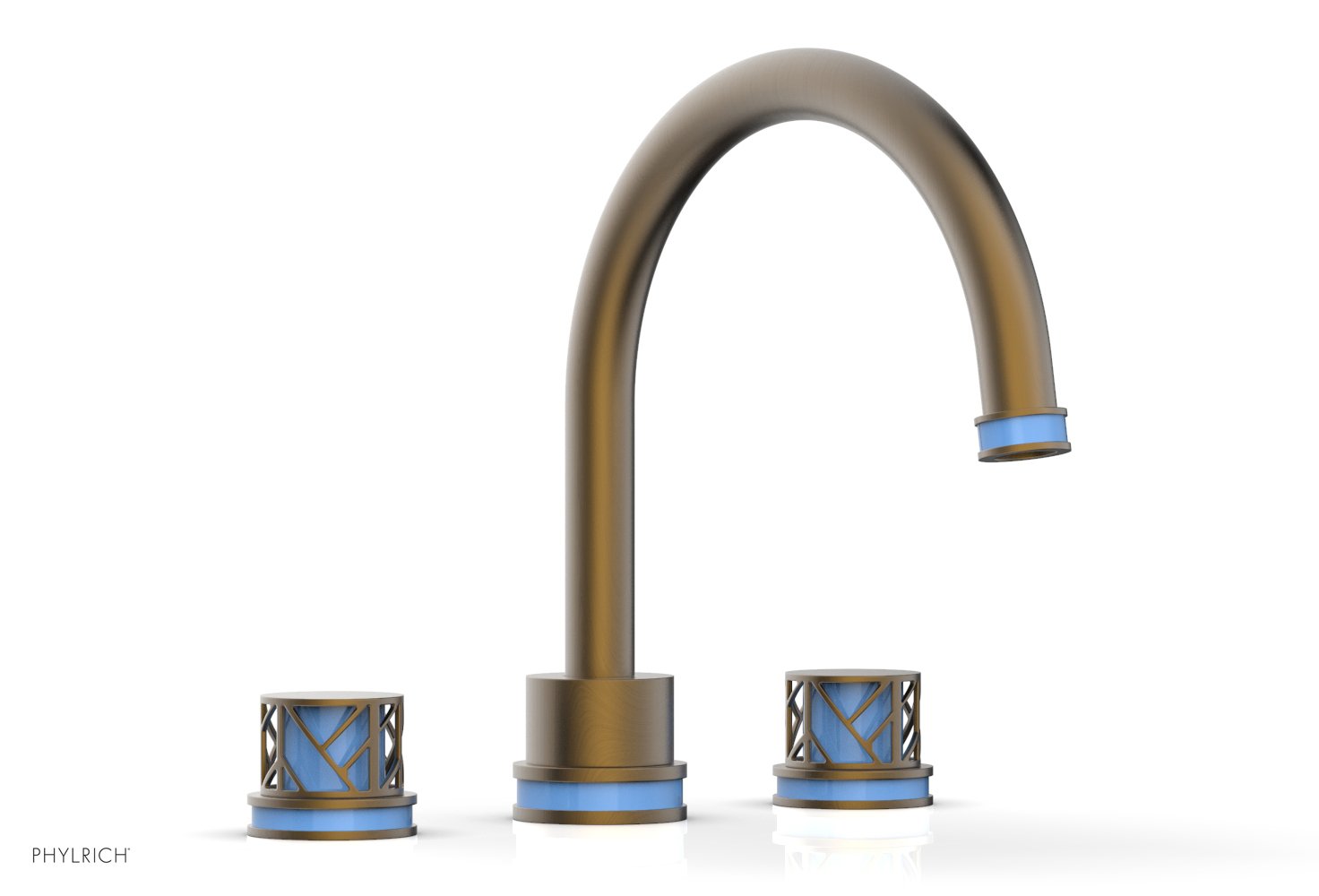 Phylrich JOLIE Deck Tub Set - Round Handles with "Light Blue" Accents