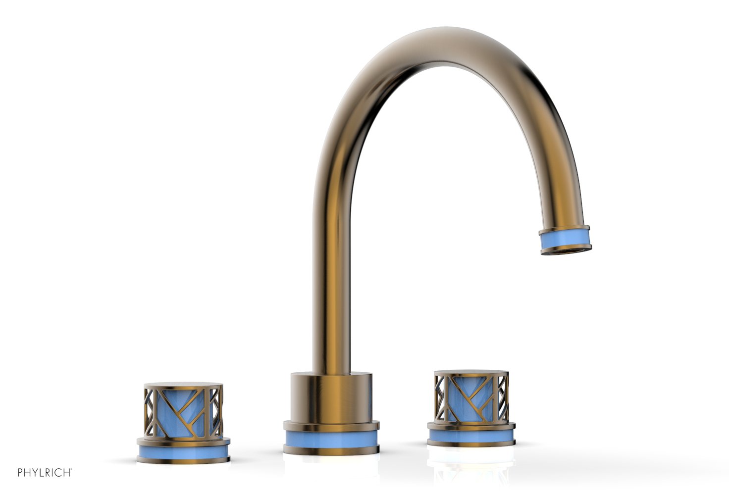 Phylrich JOLIE Deck Tub Set - Round Handles with "Light Blue" Accents