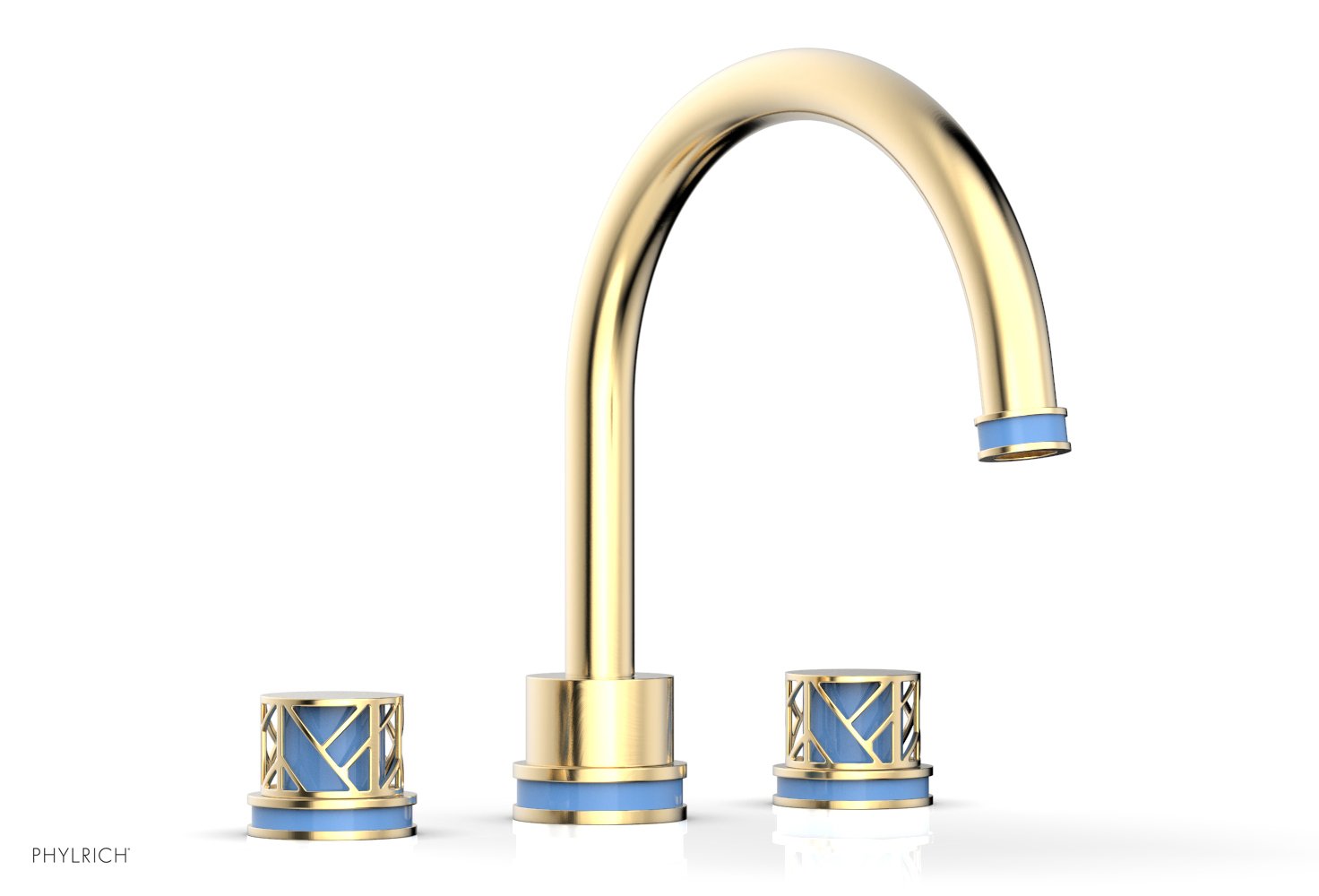 Phylrich JOLIE Deck Tub Set - Round Handles with "Light Blue" Accents