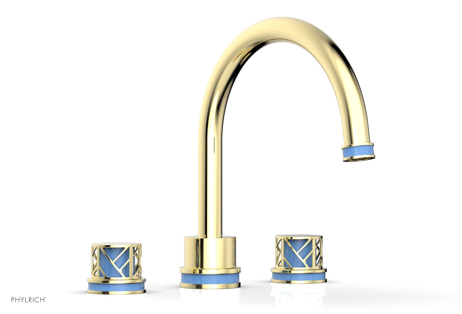 Phylrich JOLIE Deck Tub Set - Round Handles with "Light Blue" Accents