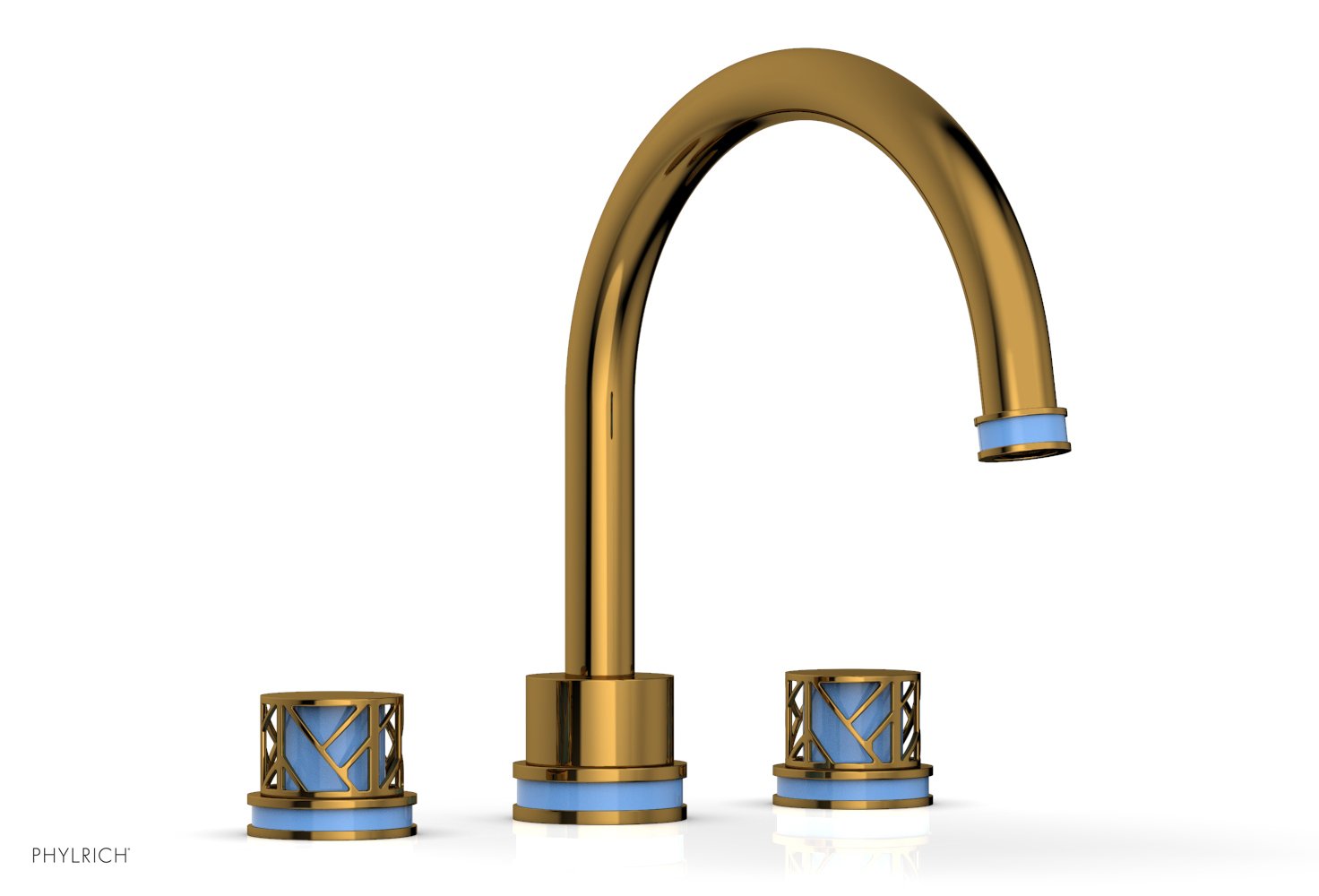 Phylrich JOLIE Deck Tub Set - Round Handles with "Light Blue" Accents
