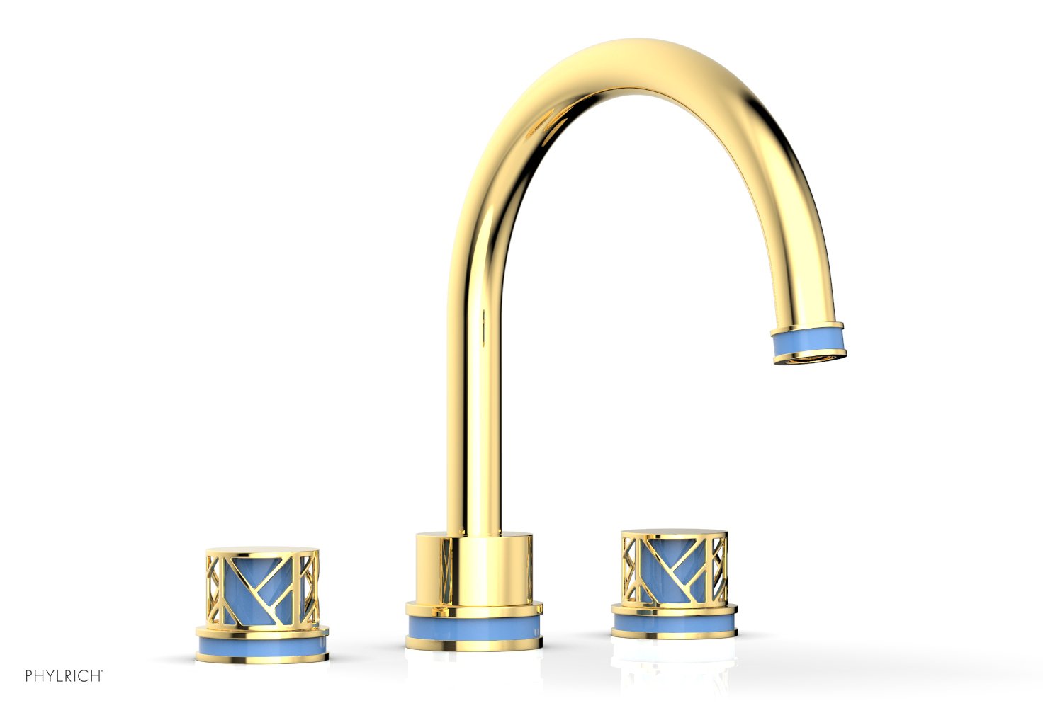 Phylrich JOLIE Deck Tub Set - Round Handles with "Light Blue" Accents