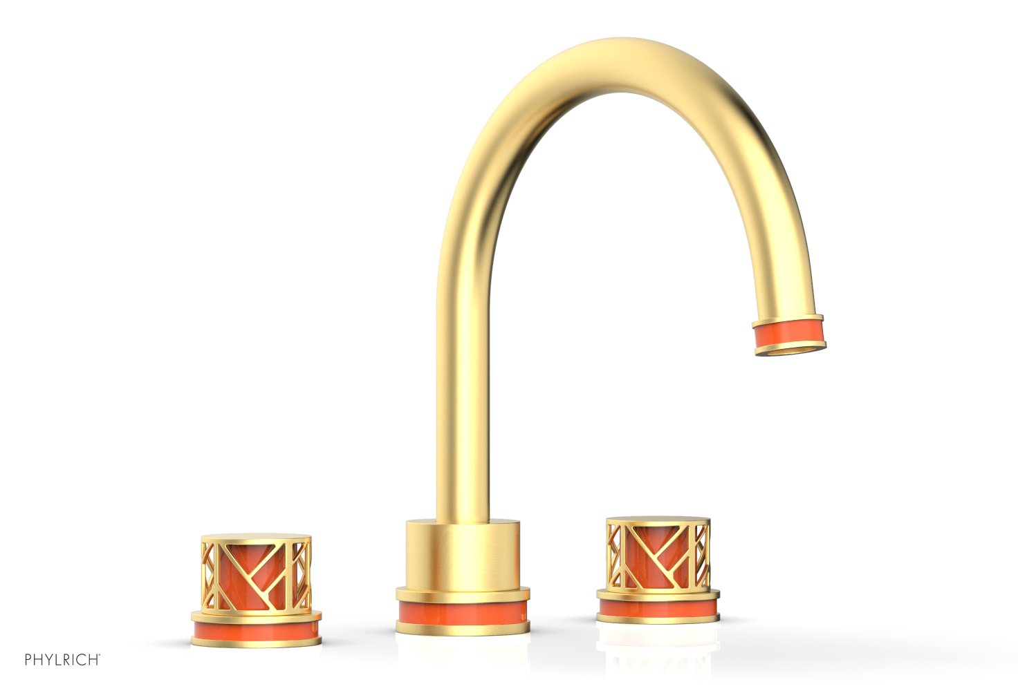 Phylrich JOLIE Deck Tub Set - Round Handles with "Orange" Accents