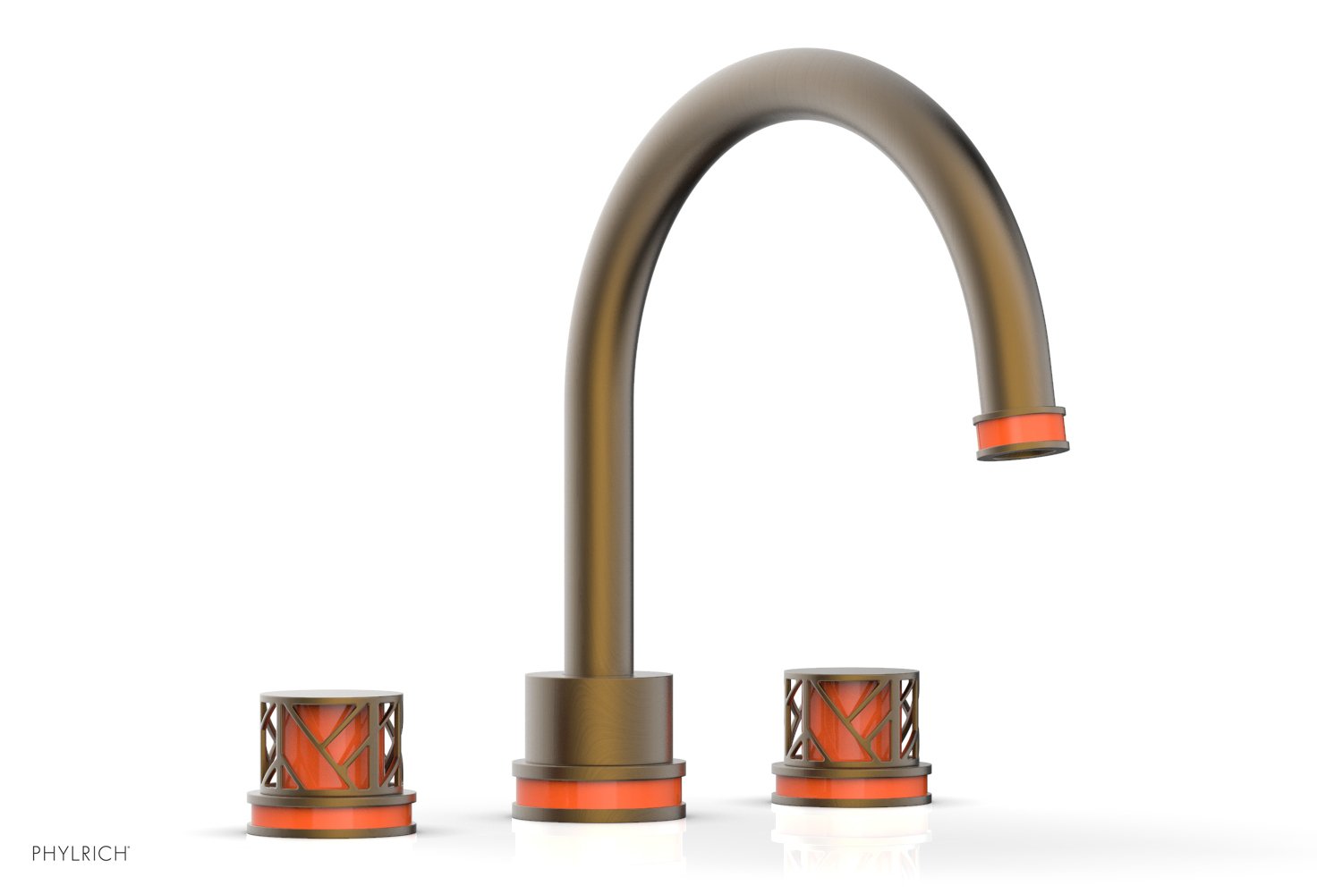 Phylrich JOLIE Deck Tub Set - Round Handles with "Orange" Accents