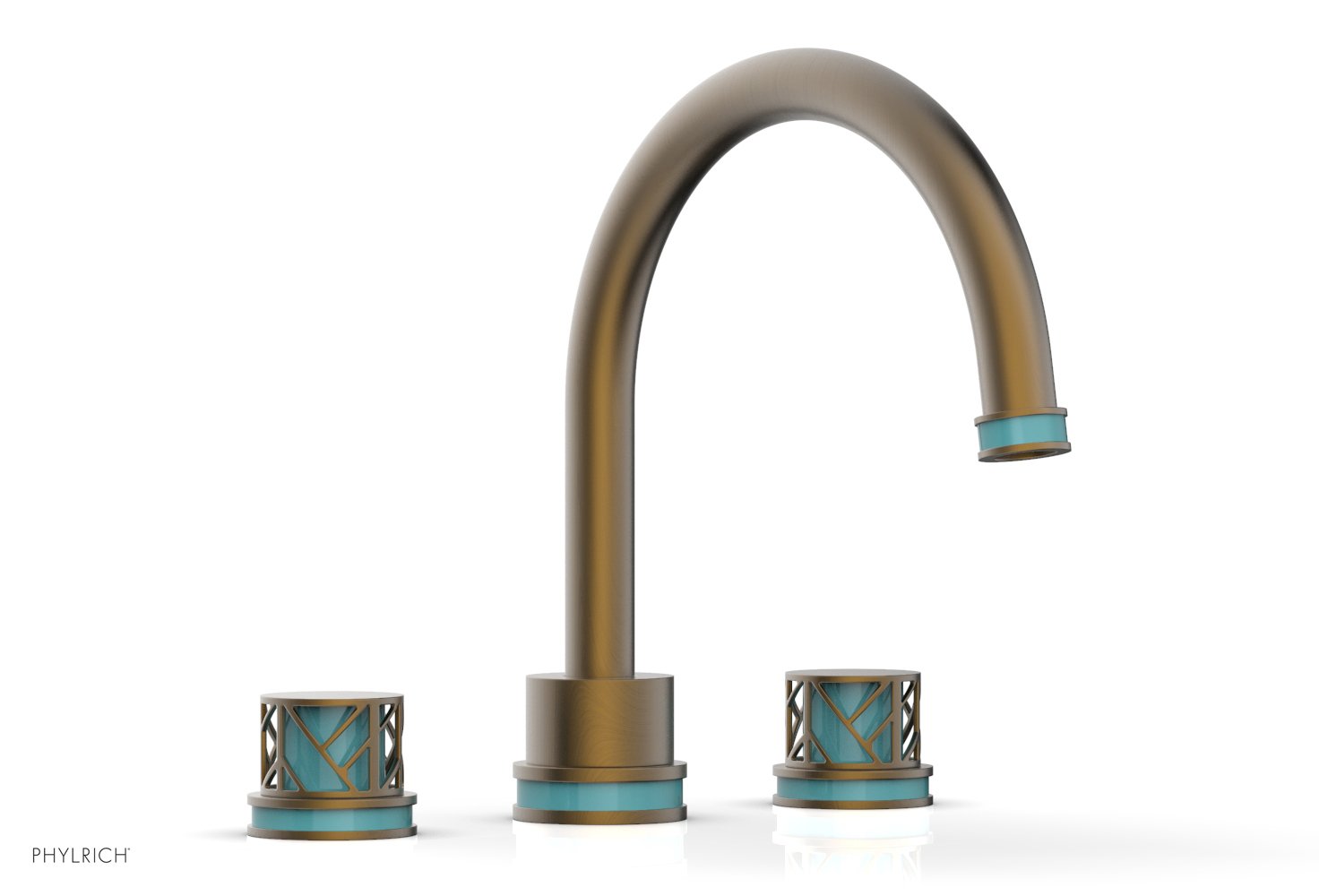 Phylrich JOLIE Deck Tub Set - Round Handles with "Turquoise" Accents
